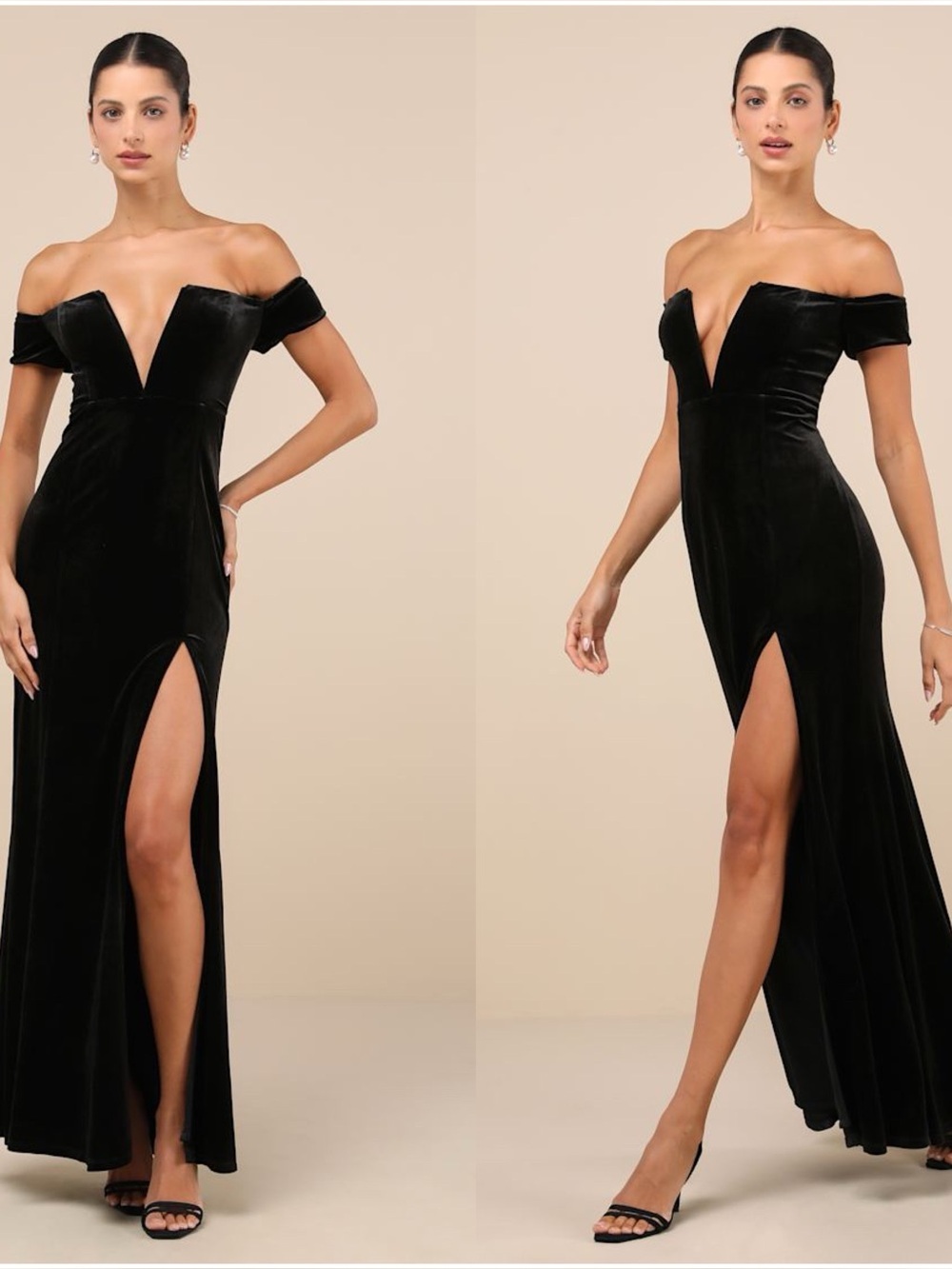 LULU'S Captivating Silhouette Black Velvet Off-the-Shoulder
Maxi Dress